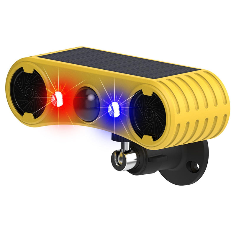 [AUSTRALIA] - HULPPRE Solar Outdoor Motion Sensor Alarm-13 Sounds Including Dog Barking&Gunshot,2*130db Loud Noise Maker,4 Modes,Red&Blue Motion Activated Strobe Light,Say Goodbye to The Intruders 4 modes,13 sounds outdoor alarm 