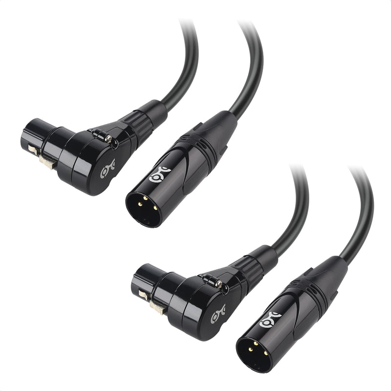 Cable Matters 2-Pack Right Angle XLR Cable, XLR Microphone Cable - 10ft, Oxygen-Free Copper (OFC) Microphone Right Angle Cord, Mic Cord, Black
