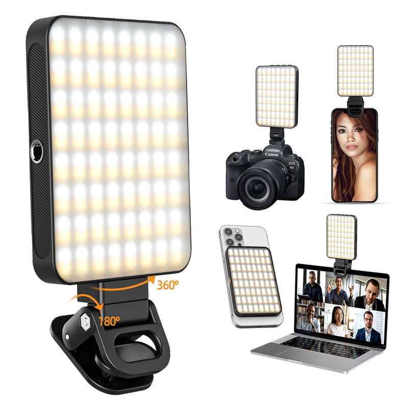 Rechargeable Magnetic Phone Selfie Light 128 LED Fill Light with Phone Clip & Cold Shoe,Adjusted 3 Light Modes for Magsafe Phone Selfies,Laptop,iPad,TikTok,Video Vlog,Makeup,Camera