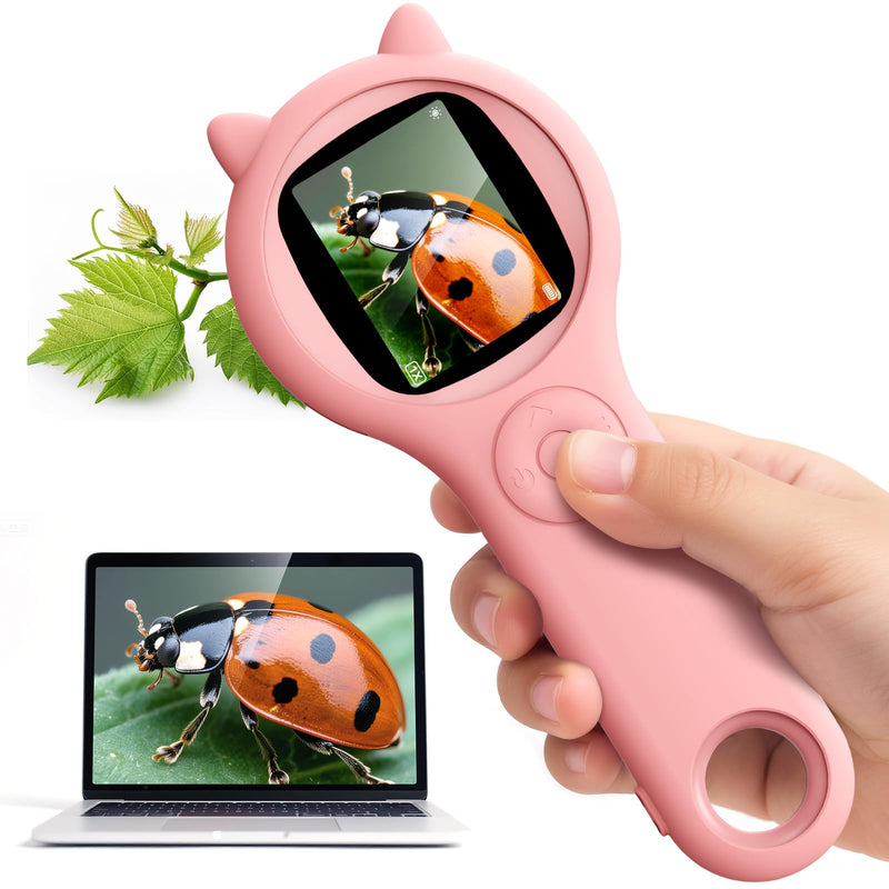 [AUSTRALIA] - Portable Handheld Mini Digital Microscope for Kids - Educational Science Toys, Christmas & Birthday Gifts for Age 5 6 7 8 9 10 11 12 Girls & Boys (Pink) Pink 1 Pcs 