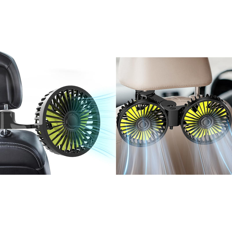 Dealswin USB Single Head Car Fan and USB Dual Head Car Fan for Backseat for Kids