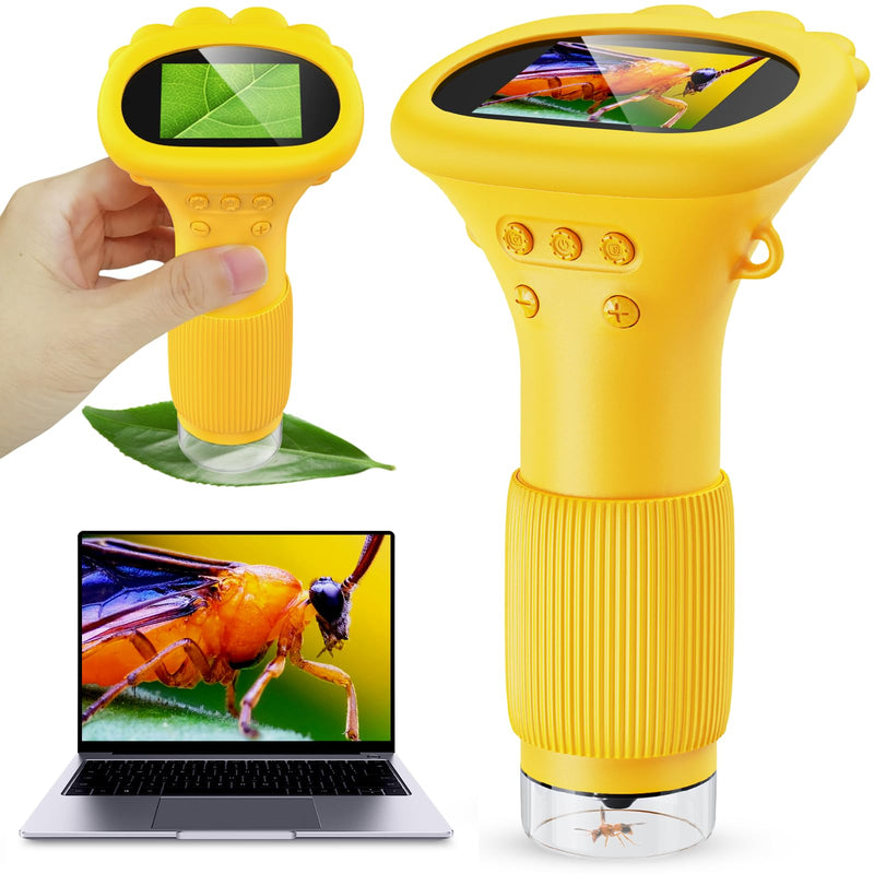Kids Microscope - Ashfly 1000X Portable Microscope for Kids, Photo & Video Miniscope Pocket Microscope Gifts, 2'' Digital Screen 2026 for Boys Girls Age 3-12 Orange