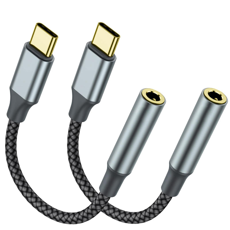 USB C to 3.5mm Headphone Jack Adapter(2 Pack), USB-C to Aux Audio Dongle Cable for iPhone 16 Pro Max/16 Pro, 15 Pro Max/15 Pro/15 Plus, Galaxy S23-S21 Ultra, Pixel, iPad Pro, MacBook (Black) Black