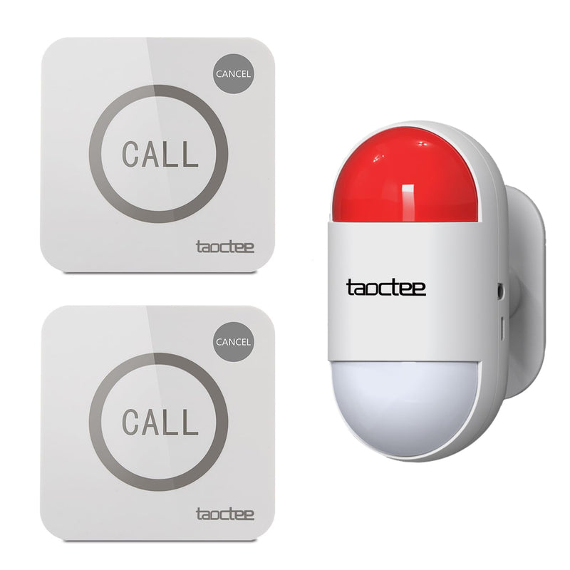 [AUSTRALIA] - Panic Button Alarm for House Remote Control Strobe Siren Alarm System Sound & Light Emergency Panic Button for Security,Elderly,Office (Battery Operated&USB Charging) 1 Siren+2 Buttons 