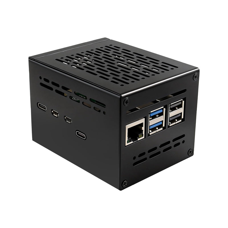 Geekworm X1200-C1 Metal Case for Raspberry Pi 5 and X1200 UPS | Compatible with Active Cooler & Top PCIe to M.2 NVMe SSD HAT