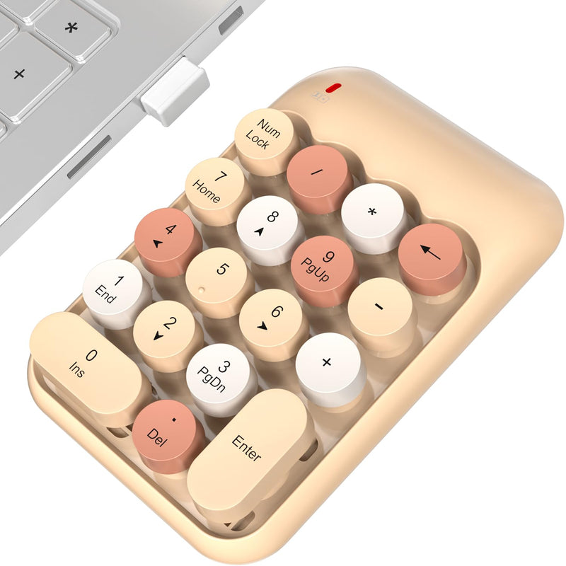 [AUSTRALIA] - Wireless Number Pads, Cute Colorful Numeric Keypad Numpad Portable 2.4 GHz Financial Accounting Number Keyboard Extensions, 18 Key Number Numpad for Laptop Desktop, PC (Cream) Green 