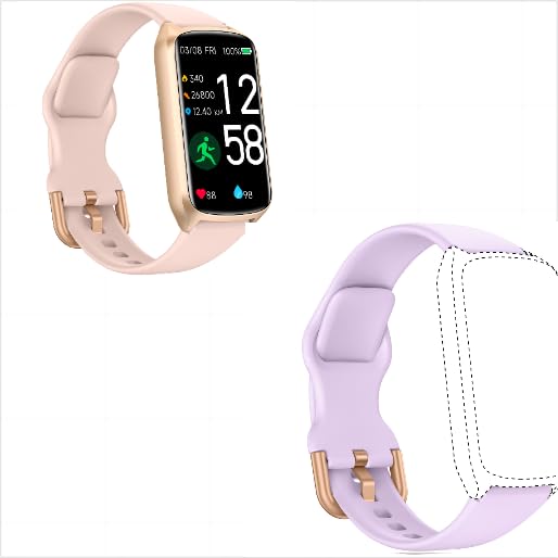 A Fitness Tracker with Purple Soft Silicone Replacement Sport Strap Wristband