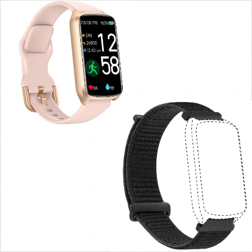 A Fitness Tracker with D26 Replacement Sport Accessory Strap Wristband, Black