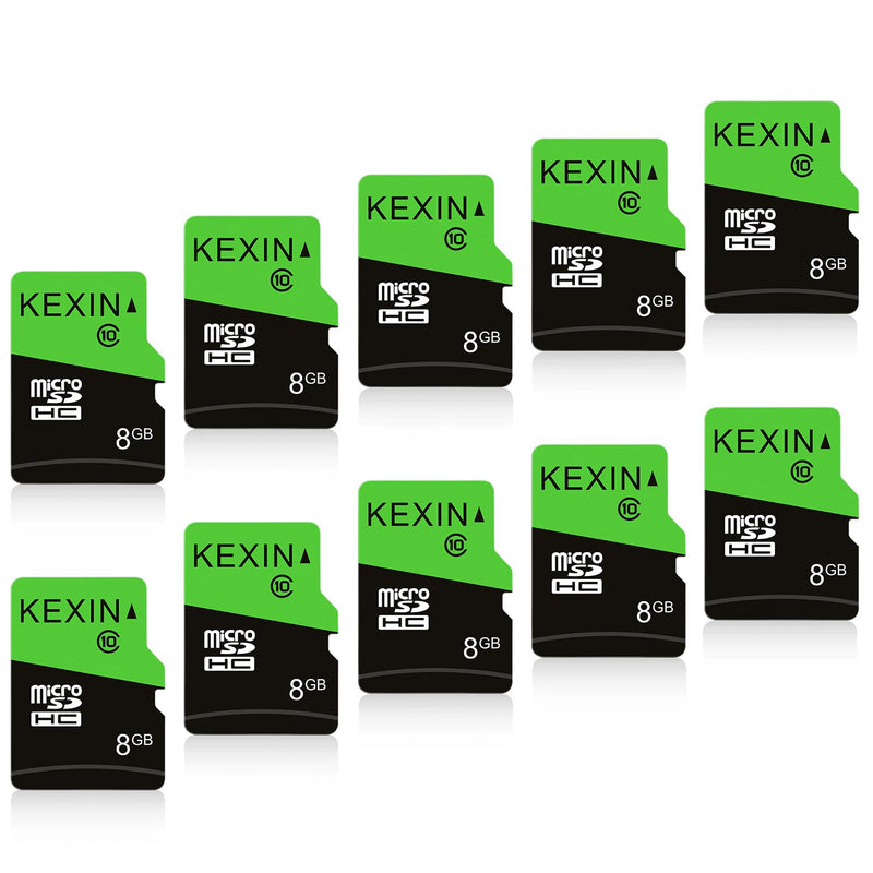 KEXIN 8GB Micro SD Card 10 Pack with SD Adapter microSDHC Memory Card UHS-I C10 Micro SD Card Full HD High Speed TF Card for Smartphone Tablet Action Camera Dash Cam Drone Game Console