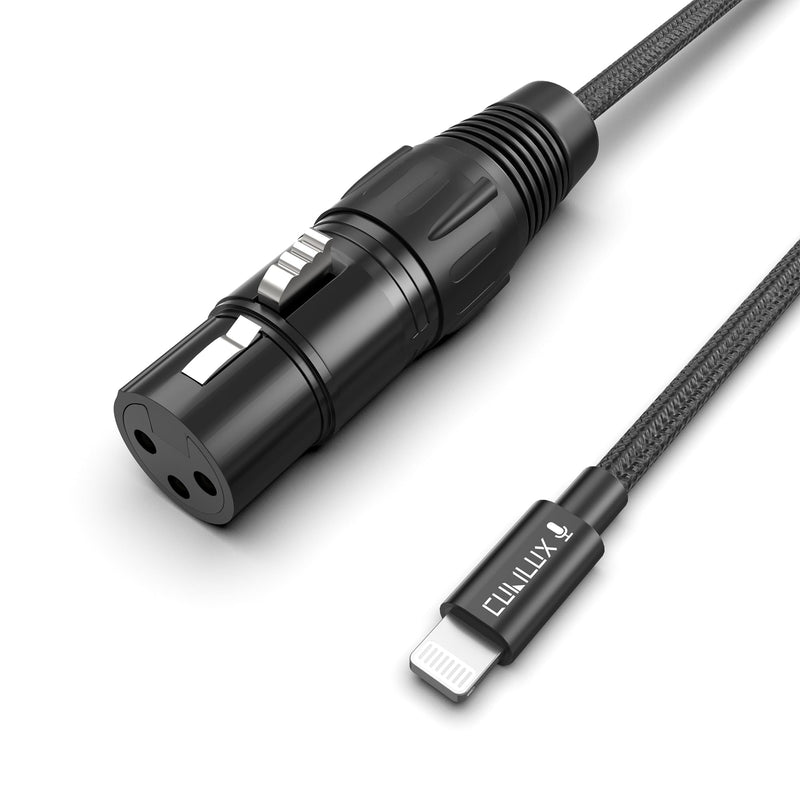 Cubilux XLR Female to Lightning Microphone Cable for Recording, Karaoke, XLR Dynamic Microphone/XLR Lapel Microphone to Lightning braided cable for iPhone 14/13/12 pro max, iPad 9/8/7, iPod, 2m/6.5FT
