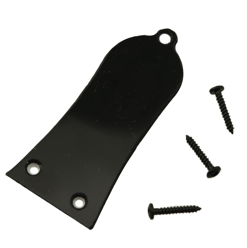 [AUSTRALIA] - 3 Hole Electric Guitar Truss Rod Cover Plate with Screws Electric Guitar Headstock Iron Core Guard Plate Bell Shaped Double Layer PVC Iron Core Cover Plate Bass Guitar Replacement Parts Black 