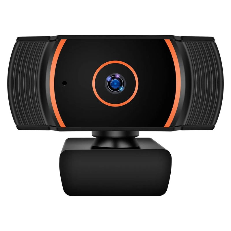 HD Webcam 1080p with Built-in Microphone - 360° Rotation Pan & Tilt - Attachable Desktop Cam Perfect for Remote Work, Online Course Taking, Streaming, & Gaming, Black and Orange, ZHY1566