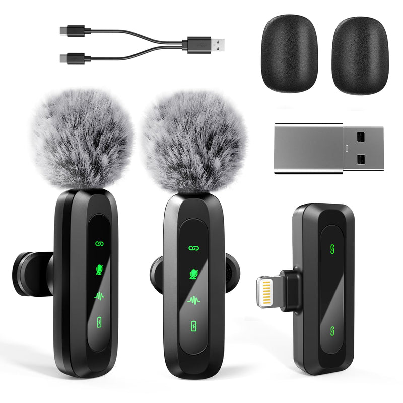 Wireless Lavalier Microphone for iPhone iPad,Mini Microphone for iPhone with Noise Cancelling,lapel microphone wireless for Content Creator Video Recording, Streaming, Vlogging (Lighting Only)