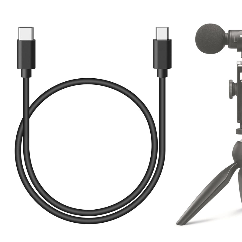 GEEKRIA for Creators USB C to Micro USB Microphone Cable 1.6 ft / 50 CM, Compatible with Shure MV7, MV88+, MV5, MV51, MVi, Mic Cord (Black)