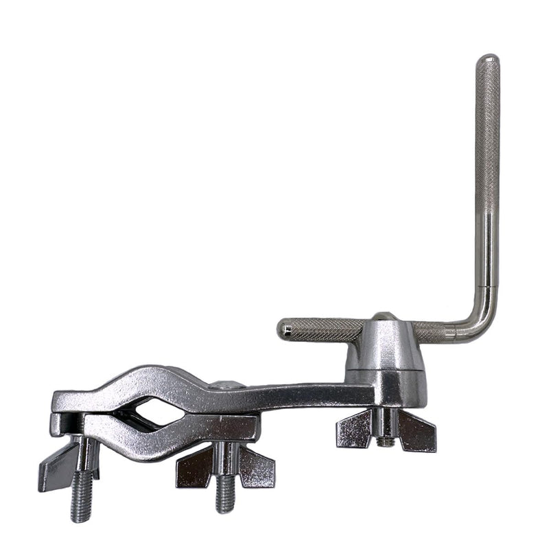 Cowbell Mounting Clamp with 9.5 mm Steel Arm Short Cowbell L Rod Holder Cowbell Percussion Mount Rod Mounting Bracket for Jam Blocks Tambourine Drum Set Parts Hardware, Silver