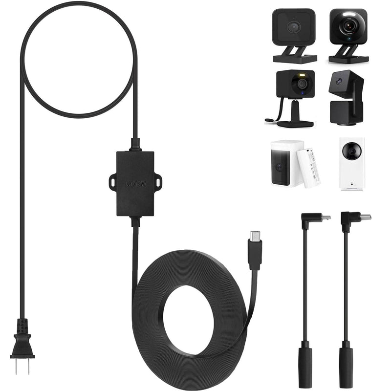 [AUSTRALIA] - Uogw 50Ft/15m Outdoor Power Adapter Compatible with Wyze Cam V4,Wyze Cam Pan V3/V2,Wyze OG,Wyze Cam V3 and V3 Pro,WYZE Battery Cam Pro,Replace for WYZE Plug,Waterproof Power Cable for Wyze Cam-Black 