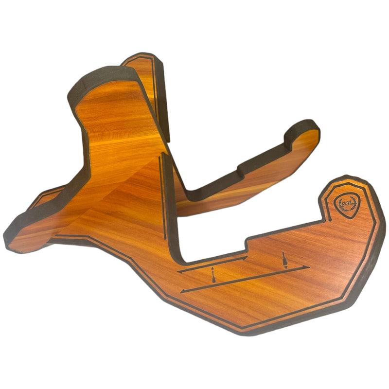 PGL Stepped Wooden Guitar Stand (Floor Stand) w/ Thicker EVA Protective Padding, Thicker Material, Electric Guitar Step, Acoustic Guitar Step, Concave Laser Engraved Diagram and Border, Universal Holder for Acoustic, Bass, Electric & Classical Guitars ...