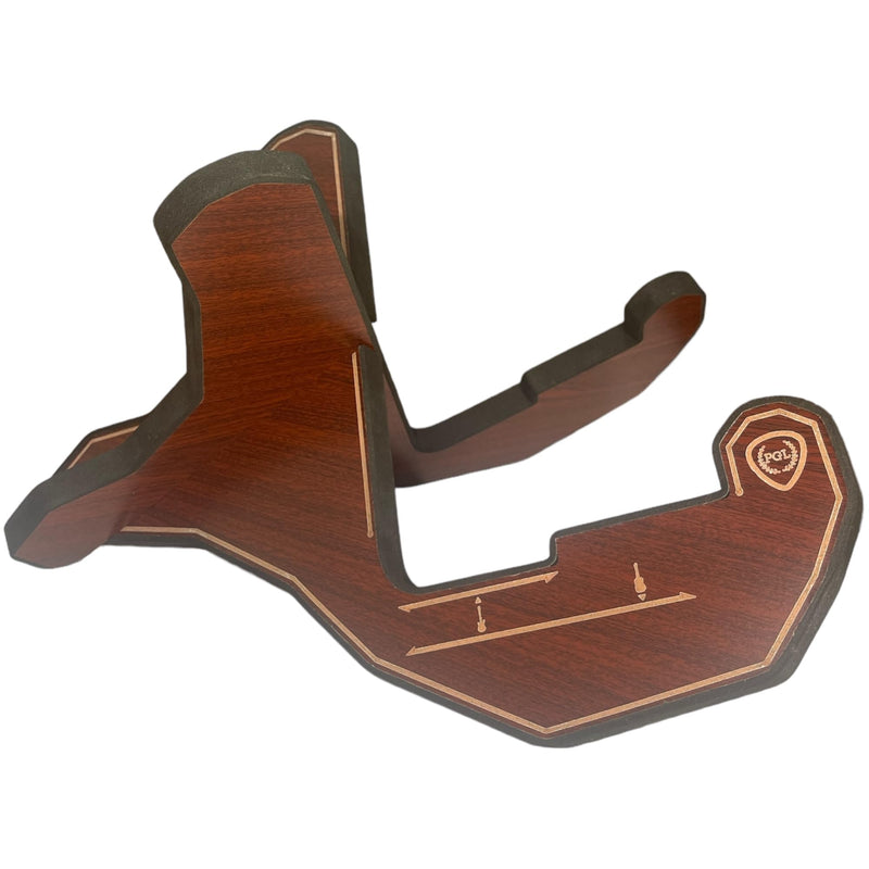 PGL Stepped Wooden Guitar Stand (Floor Stand) w/ Thicker EVA Protective Padding, Thicker Material, Electric Guitar Step, Acoustic Guitar Step, Surface Laser Engraved Diagram and Border, Universal Holder for Acoustic, Bass, Electric & Classical Guitars ...