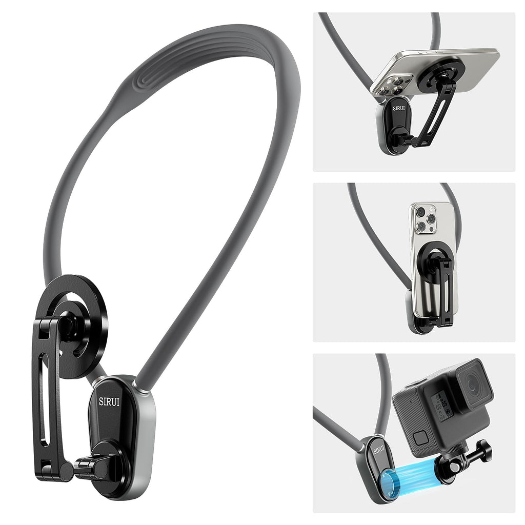 Sirui Magnetic Neck Mount for Phones, Neck Mount Holder POV Hand Free Necklace Mounting Vlog Acessories for iPhone, Android Phones and GoPro Hero 12 11 10 MAX, DJI, Insta360 Action Camera