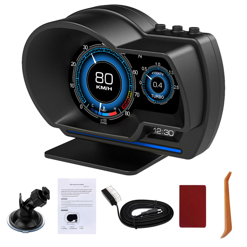GPS Speedometer for Car, Head Up Display for Car with OBD2 & GPS Digital Speedometer Dual System HUD Car Speedometer MPH with Mileage, Water Tem, Vlt, Mileage, Overspeed & Fatigue Driving Alarm, RPM