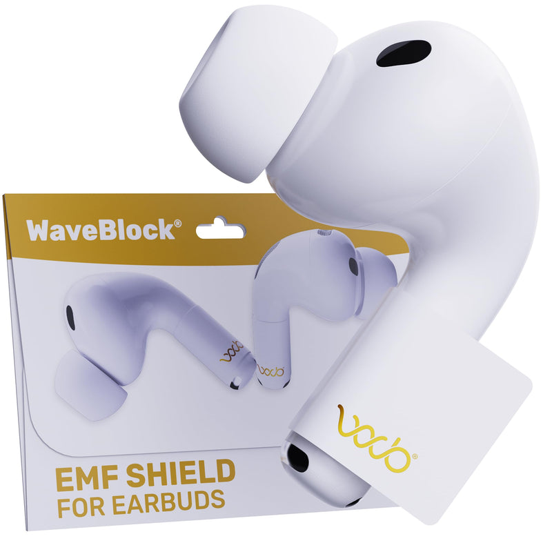 EMF Shield Sticker for AirPods 2nd/3rd/4th Gen, 2-Pack | FCC Lab-Tested, USA Patented, Short Stem Airpods, 5G Wireless Devices, WAVEBLOCK SHORT STEM AIRPODS - WHITE 2 Pair