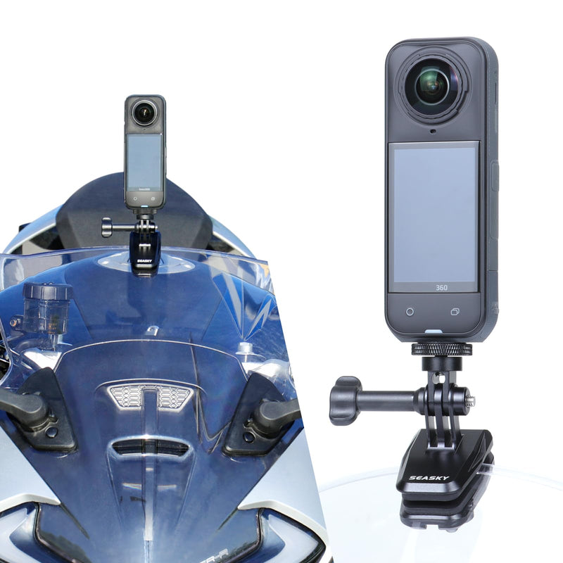 [AUSTRALIA] - SEASKY M01 Motorcycle Motorbike Windscreen Clamp Mount Accessories for Gopro Hero 13 12 11 10 9 8 7 DJI Action 6 5 4 3 for insta360 X5 X4 X3 X2 X RS Sports Action Camera Aluminum Alloy 