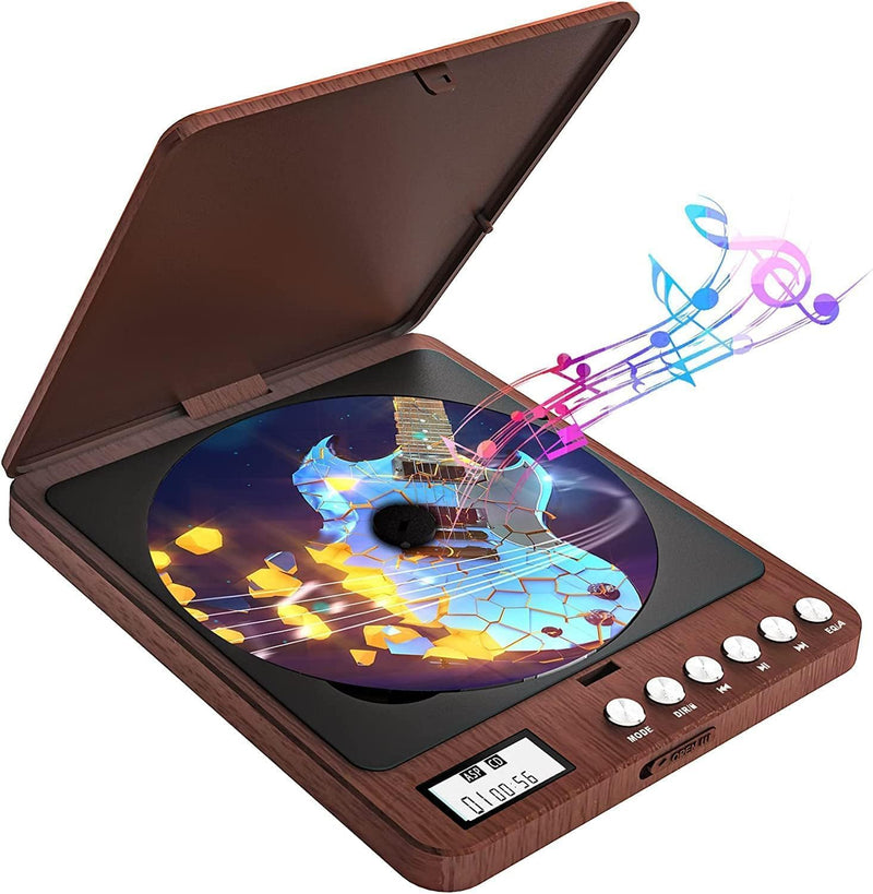 Portable CD Player with Built-in Speakers 2000mAh Rechargeable Walkman CD Player Portable Double 3.5mm Stereo Headphones Jack, Anti-Skip Compact Discman Music Player for Kids Car CD Player 606 Brown