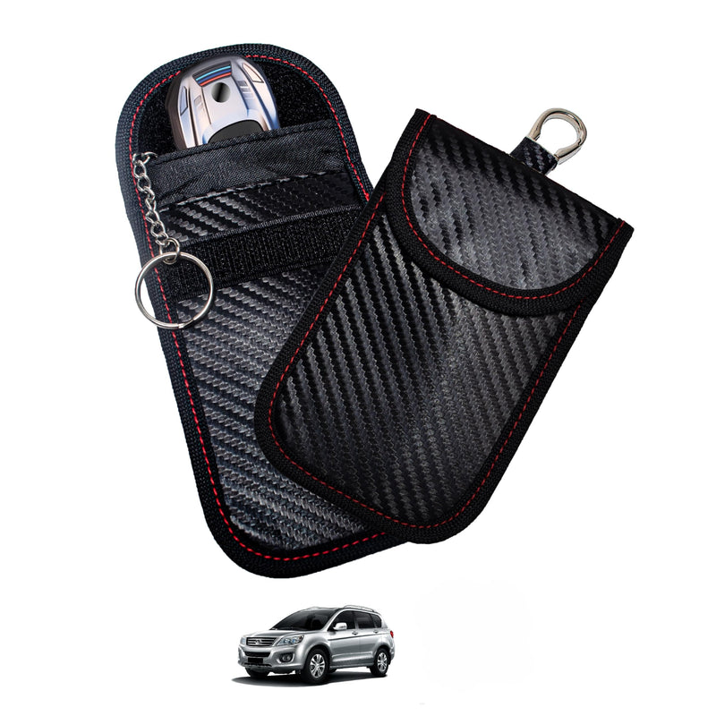 [AUSTRALIA] - 2 Pcs Faraday Bag for Car Keys, RFID Signal Blocking Pouch, Anti-Theft Key Fob Protector, Cell Phone Signal Blocker Case, Car Key Fob Cage Small-2 Carbon-Red 