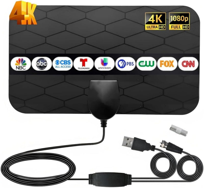 [AUSTRALIA] - TV Antenna Indoor Long Range 900 Miles, Supports 4K 1080p Smart TV Signal Reception with Signal Amplifier 16ft HDTV Coax Cable 