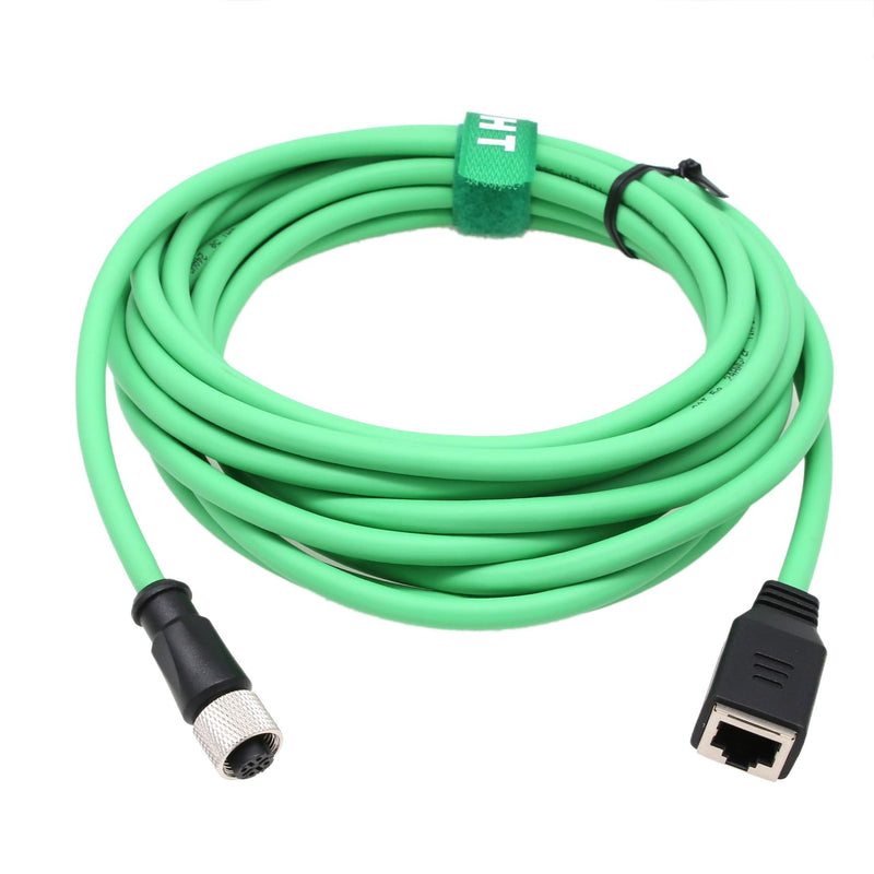 Ethernet Adapter Cable M12 4 Pin D-Code Female to RJ45 Jack Cat5e Network for Omron Keyence IV2 SICK Datalogic Matrix 410N 450 10m, Green