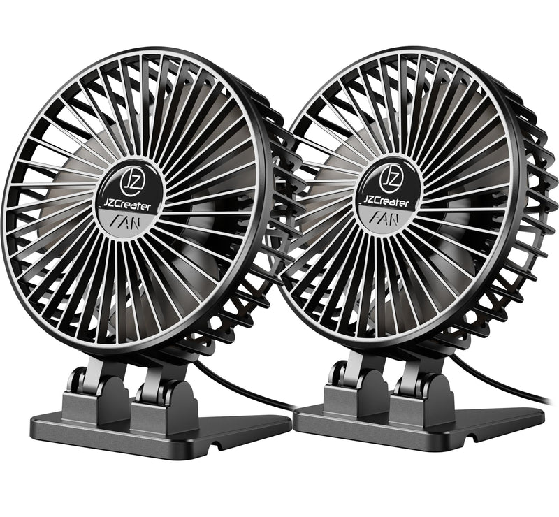 JZCreater USB Desk Fan, Mini Fan Portable, 3 Speeds Desktop Table Cooling Fan, USB Power Fan, Rotation Strong Wind, Quiet Personal Small Fan for Home Desktop Office Travel Bedroom, Deep Black(2Pack) Deep Black 2Pack