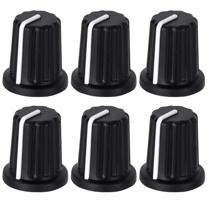 6pcs 6mm D Type Knurled Shaft Potentiometer Knob, Black White Plastic Electric Guitar Volume Tone Rotary Knob, Bass Control Knob Replacement for Encoder Speaker Mixer Board 6 Pieces