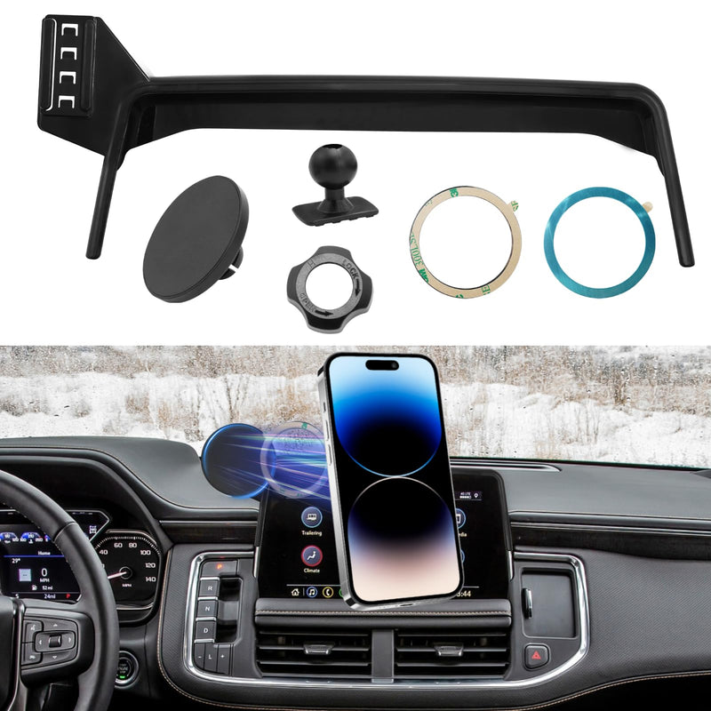 for Chevy Suburban Tahoe/GMC Yukon Magnetic Phone Holder 2021-2024 | Cell Phone Mount Automobile Cradles for 10.2 inch Touch Screen,360° Rotation Yukon Phone Holder Anti-Shake,Black 19-23 Tahoe Phone Mount 10.2in