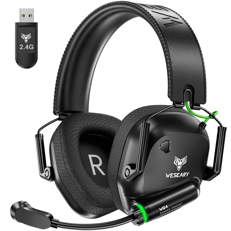 [AUSTRALIA] - WESEARY Wireless Gaming Headset 2.4GHz & Bluetooth 5.4 Gaming Headphones with ENC Mic, Ultra-Low Latency, Stereo Sound, Soft Earmuffs, Wireless Headsets for PS5, PS4, Switch, PC, Mac 