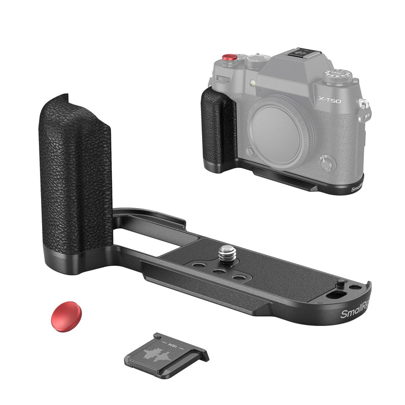 SMALLRIG X-T50 Handgrip, Silicone L-Shape Handle for FUJIFILM X-T50 Camera, Built-in Quick Release Plate for Arca, with Shutter Button and Hot Shoe Cover, Black - 4783