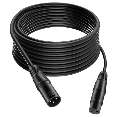 DMX Stage Lighting Cable for DJ LED Lights, Microphone Mixers, Recording Studios, 3-Pin Balanced Shielded DMX Male to Female (XLR Compliant)
