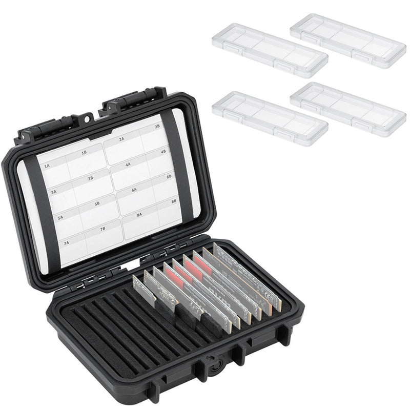 Hard + Clear：Hard M.2 SSD Holder with 4 Pack Clear Plastic SSD Cases