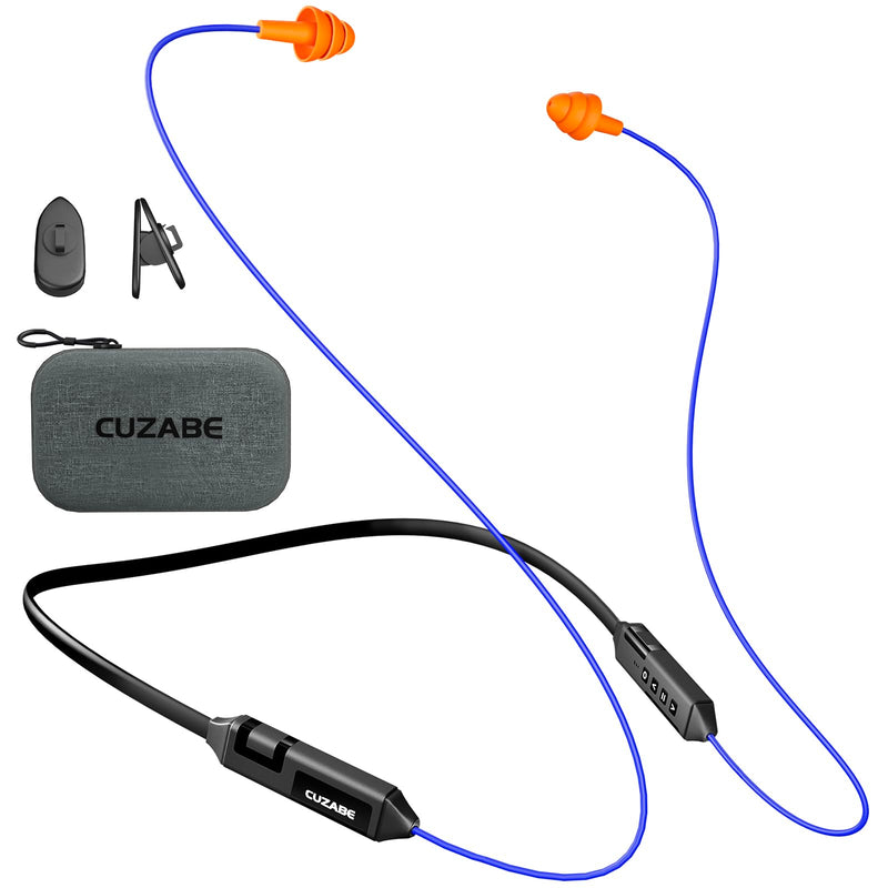 Bluetooth Work Headphones, 29 dB Noise Reduction, 30H Playtime | Neckband Wireless Safety Earplugs, OSHA Compliant, IPX5 Sweatproof, Hearing Protection for Noisy Workplace, Light & Comfy Blue TPE