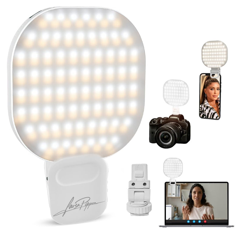 Larsa Pippen - The Larsa Light - LED Selfie Light with Clip & Glass Mirror - Rechargeable Selfie Light for Phone or Camera - 142 LEDs-Adjustable Brightness - Ideal for Makeup, TikTok, Content Creators