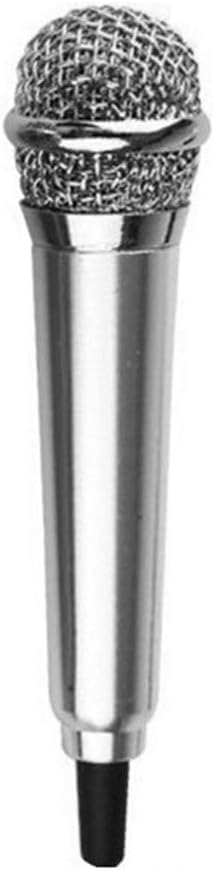 1Pc Silver Mini Singing Mic Equipment 3.5mm Condenser Microphone Phone Karaoke Mic with Stand Singing Mic Equipment Mini Handheld Microphone for Mobile Phone Laptop,Wireless Microphones and Systems