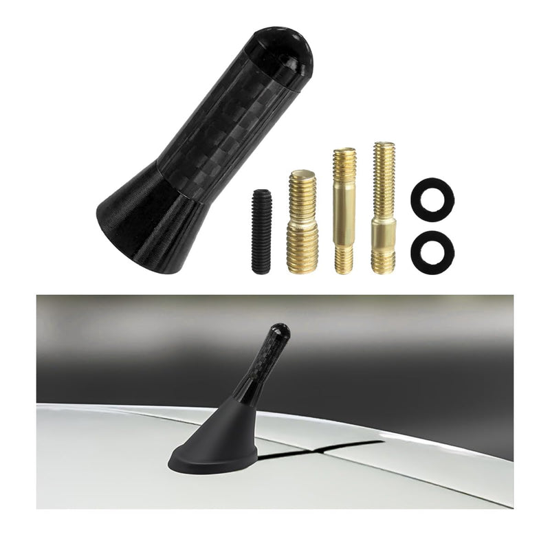 Car Short Antenna, 1.4 Inch Aluminum Auto Roof Mount Short Antenna, Radio Antenna Mast Replacement with Screws Universal for Most Vehicles, Universal Car Accessories (Black) Black