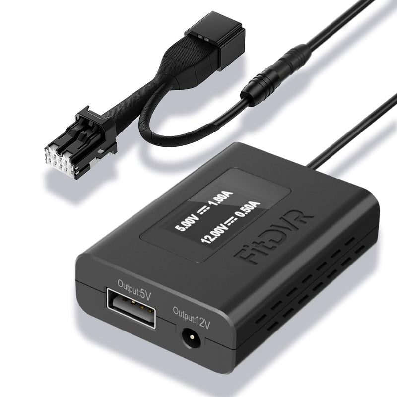 [AUSTRALIA] - Dash Camera Power Adapter (10-Pin) for Subaru Nissan Mazda Infiniti, Connects to Auto Dimming Mirror, Built-in USB Power Source, LED Display, Easy to Install, 5V 12V Output, D3-033 
