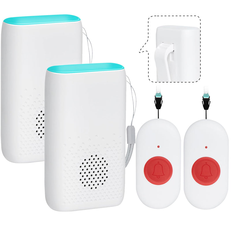 [AUSTRALIA] - Wireless Caregiver Pager Nurse Alert System SOS Call Button Vibration Pager Nurse Calling Alert System with 58 Melodies 4 Adjust Volume Levels for Patients Seniors Elderly Monitoring at Home 2 Receiver 2 Call Button 