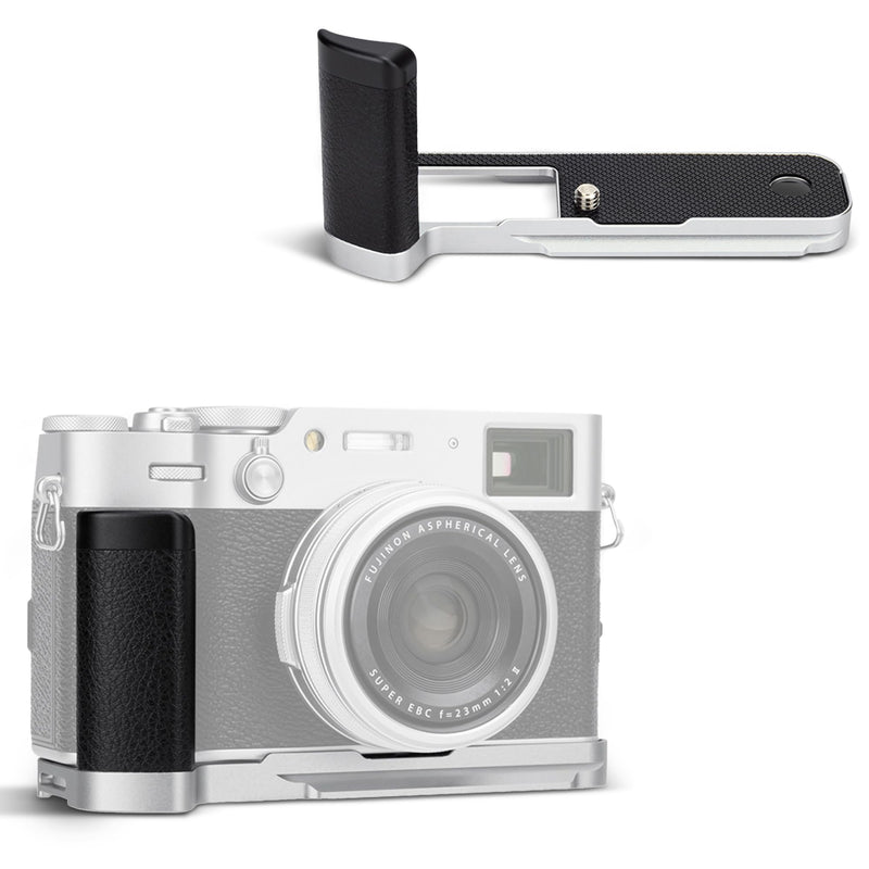 X100VI Handgrip,Metal Hand Grip L-Shape Bracket for FUJIFILM X100VI Only, X100VI Baseplate Holder with Quick Release Plate for Arca,Extra 1/4"-20 Tripod Hole & Hand Strap Hole Silver(Not Fits X100V)