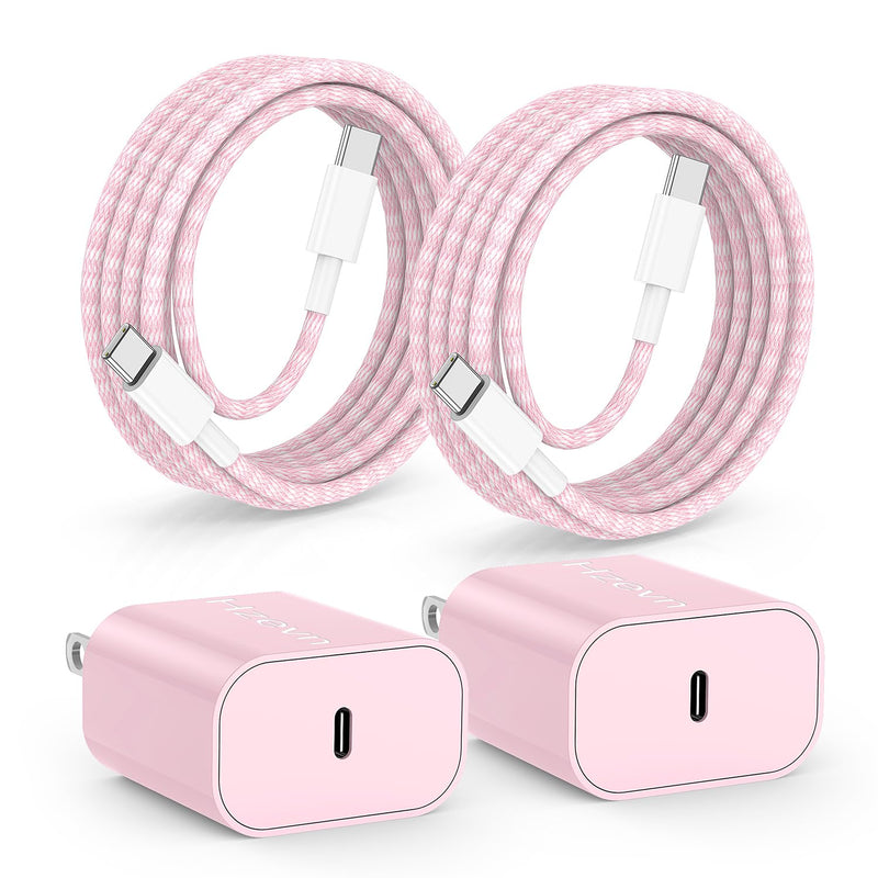 Fast Charging for i Phone 15 Pro Max Charger 2Pack, 20W Type C Fast Charger Block with 6FT Long USB C to USB-C Cable Compatible with iPhone 15/15 Pro/15 Plus/for iPad Pro 13/12.9/11/Pad10th/Mini 6FT+6FT Pink