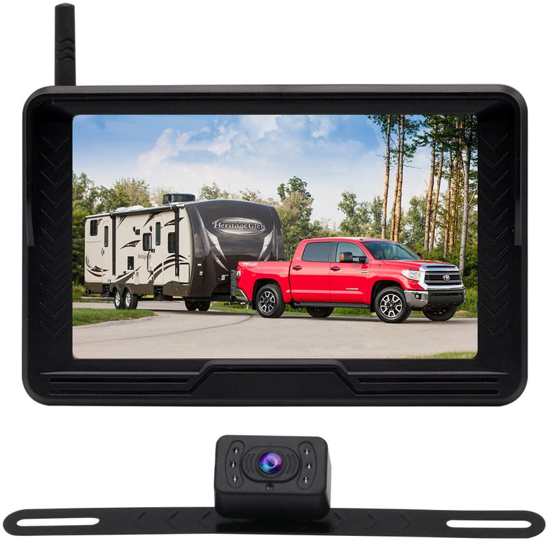 Wireless Backup Camera System Kit 5 Inch HD 1080P | Digital Signal Transmission, IP69 Waterproof Night Vision Rear View Reverse Camera for Car Pickup Truck RV Camper Van 5 Inch Wireless