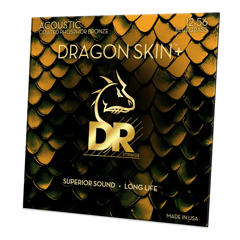 [AUSTRALIA] - DR Strings - Dragon Skin+ - Acoustic Guitar Strings 6-String Set - Bluegrass 12-56 - Phosphor Bronze - Acoustic Guitar Accessories (DAP-12/56) DAP-12/56 Bluegrass 12-56 