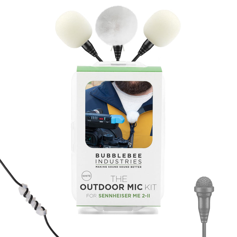 Bubblebee Outdoor Mic Kit for Sennheiser ME 2 Mic – Wind Noise Reduction Dead Cat Lavalier Microphone Wind Muff - Content Creators, Videographers, Audio Engineers & Filmmakers White