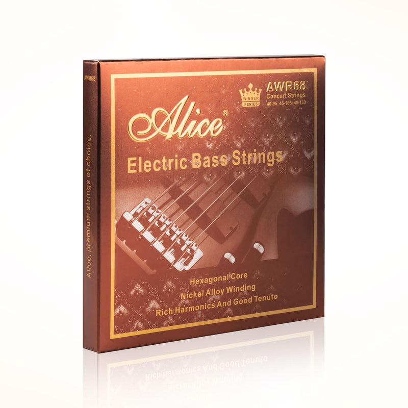 Alice Bass Guitar String 4 Strings Set, Hexagonal Core with Nickel Alloy Winding, 040-95 Light Gauge, Saturated & Warm Sliver&Gold Ball End Professional 40-95(4 Strings)