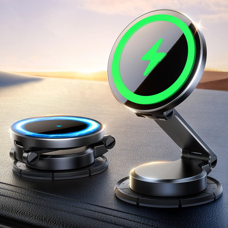 JOYROOM for MagSafe Car Mount Charger, [All-Metal] 15W Fast MagSafe Car Charger, Hands Free Magnetic Phone Charger Holder Dashboard for iPhone 16 Pro Max Plus/iPhone 15 14 13 12 Pro Max Plus, Black